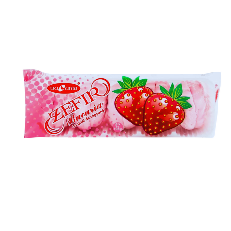 Marshmallow Strawberry Alb-Clasic Bucuria 195g