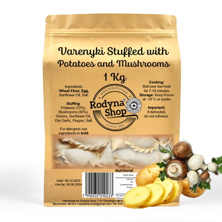 Varenyki with Potatoes and Mushrooms 900g Handmade