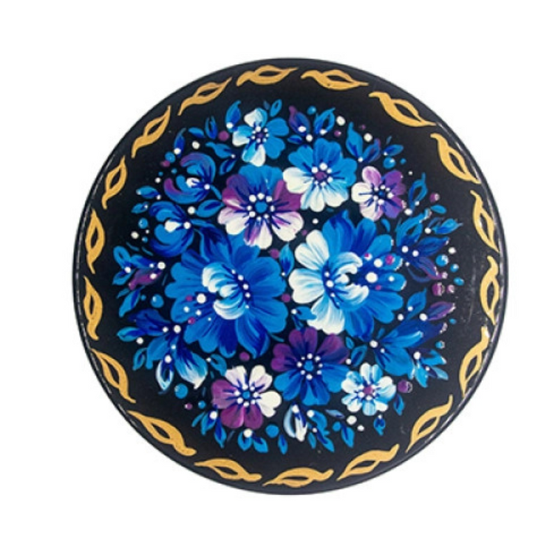 Wooden Decorative Plate Petrykivskyi Painting Technique 23cm