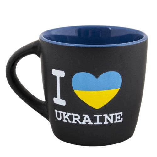 Black and Blue Ceramic Cup I Love Ukraine 300ml