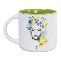 White and Green Ceramic Cup 300ml